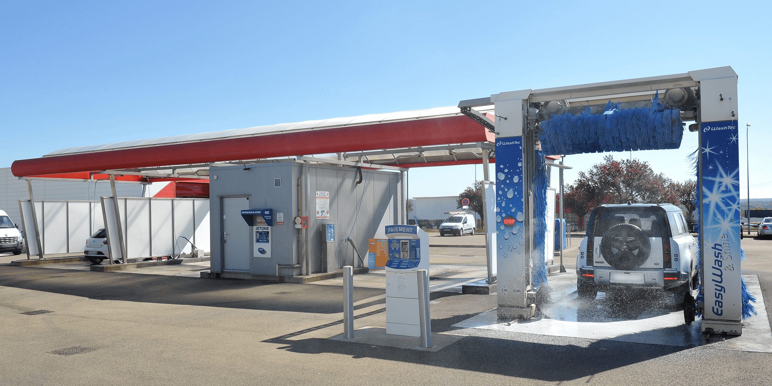 Portique de lavage easywash & shine station lavage automobile hydrowash chaumont hydroflash brosse mousse antirayures borne paiement distributeur jetons pistes haute pression aspirateurs gonfleur